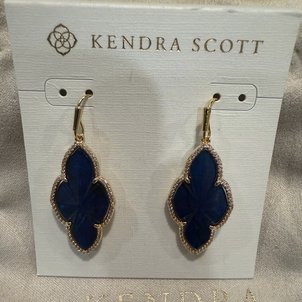 Kendra Scott Navy and Gold Statement Earrings